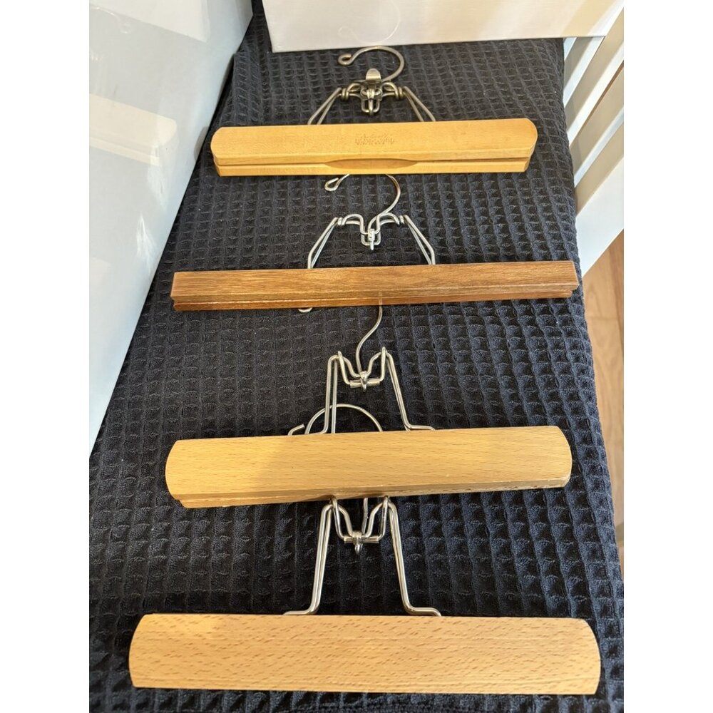 Vintage Lot of 4 Wooden Pant Holders 1-Setwell, 3 Unknown